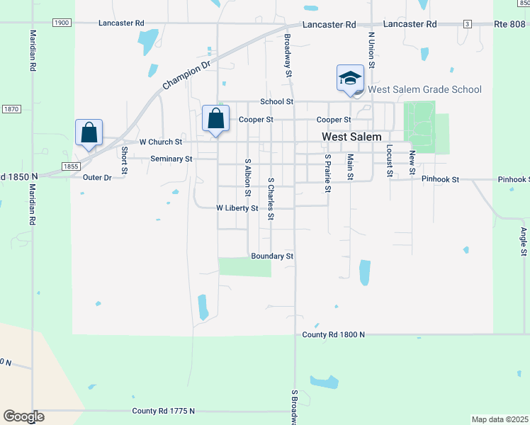 map of restaurants, bars, coffee shops, grocery stores, and more near 400-598 South Charles Street in West Salem