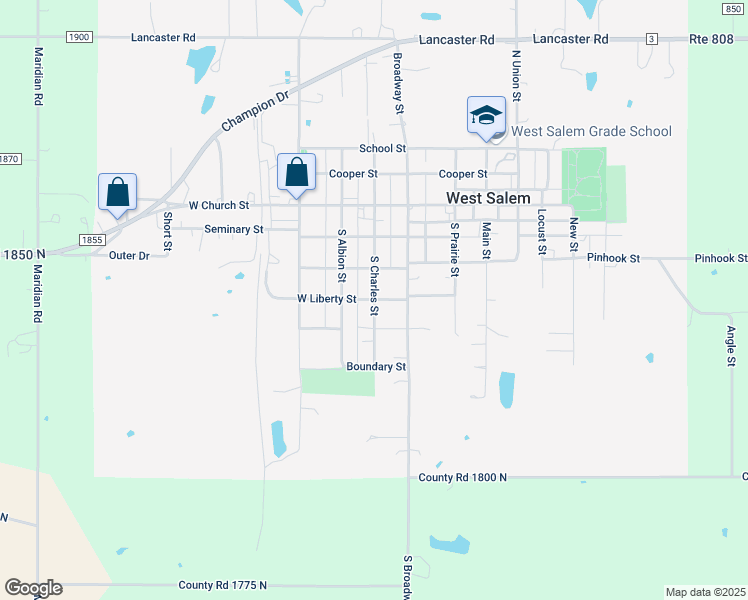 map of restaurants, bars, coffee shops, grocery stores, and more near 400 South Charles Street in West Salem