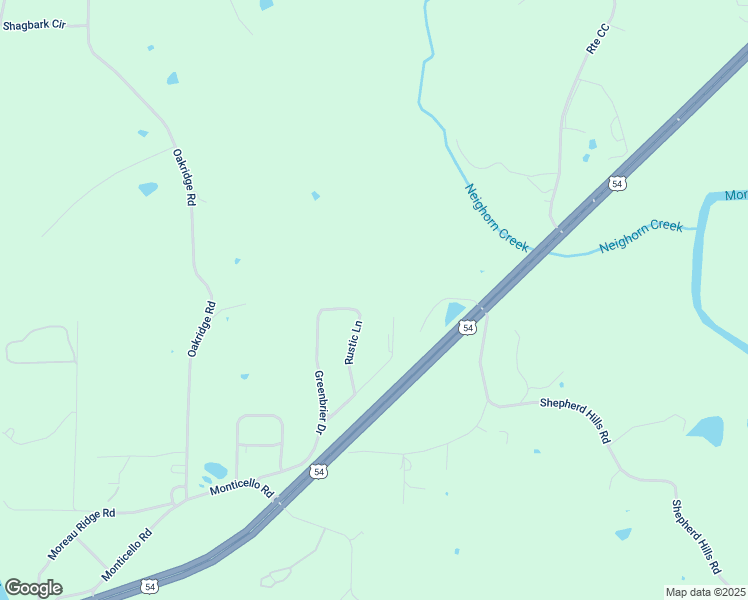 map of restaurants, bars, coffee shops, grocery stores, and more near 3909 Rustic Lane in Jefferson City