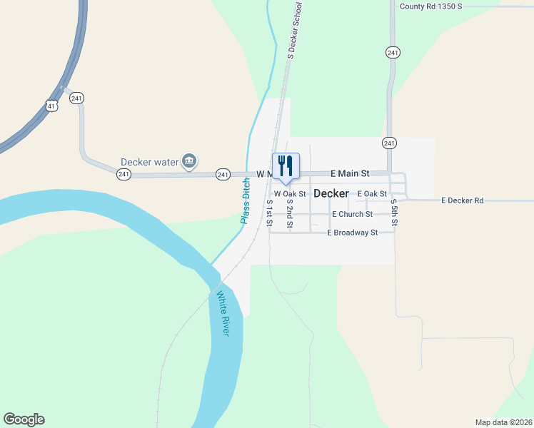 map of restaurants, bars, coffee shops, grocery stores, and more near 219 West Oak Street in Decker