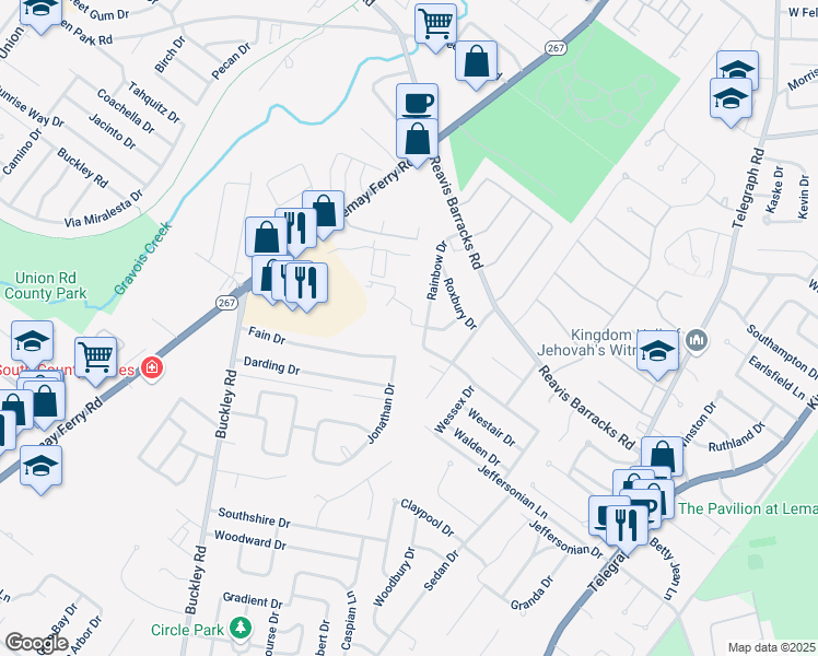 map of restaurants, bars, coffee shops, grocery stores, and more near 1114 Calley Drive in St. Louis