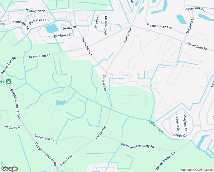 map of restaurants, bars, coffee shops, grocery stores, and more near 34282 Central Avenue in Frankford