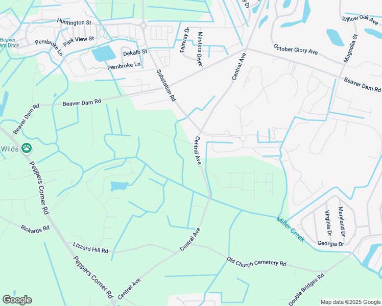 map of restaurants, bars, coffee shops, grocery stores, and more near 34282 Central Avenue in Frankford
