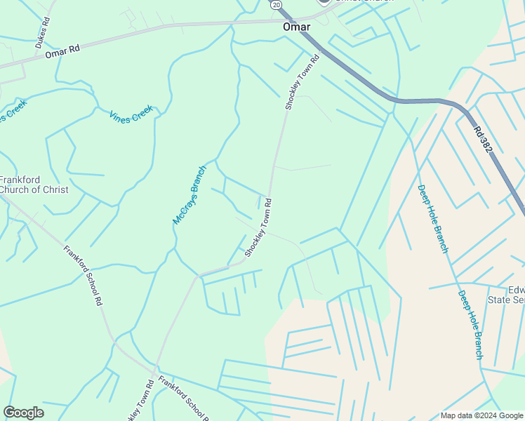 map of restaurants, bars, coffee shops, grocery stores, and more near 34116 Shockley Town Road in Frankford