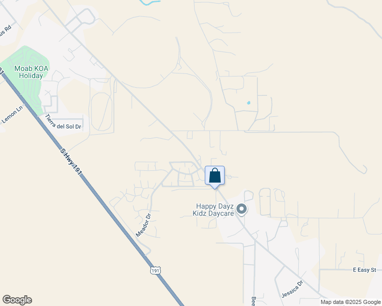 map of restaurants, bars, coffee shops, grocery stores, and more near 3597 Spanish Valley Drive in Moab