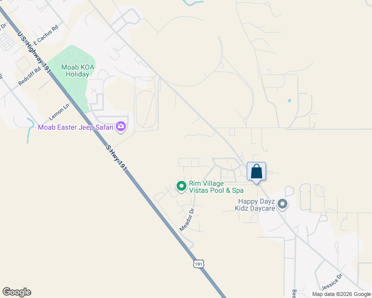 map of restaurants, bars, coffee shops, grocery stores, and more near 3709 Johnston Place Ave in Moab