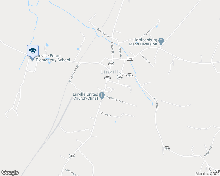 map of restaurants, bars, coffee shops, grocery stores, and more near 2875 Hidden Oaks Lane in Harrisonburg