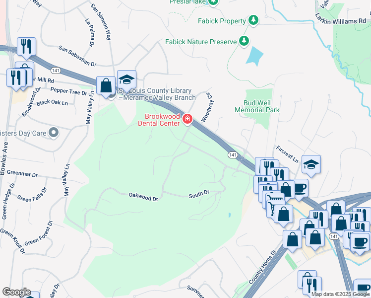 map of restaurants, bars, coffee shops, grocery stores, and more near 699 Oakwood Drive in Fenton