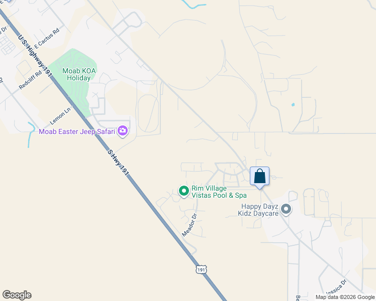 map of restaurants, bars, coffee shops, grocery stores, and more near 3695 Johnston Place Ave in Moab
