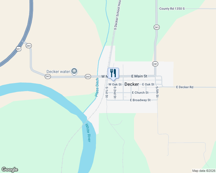 map of restaurants, bars, coffee shops, grocery stores, and more near 219 West Oak Street in Decker