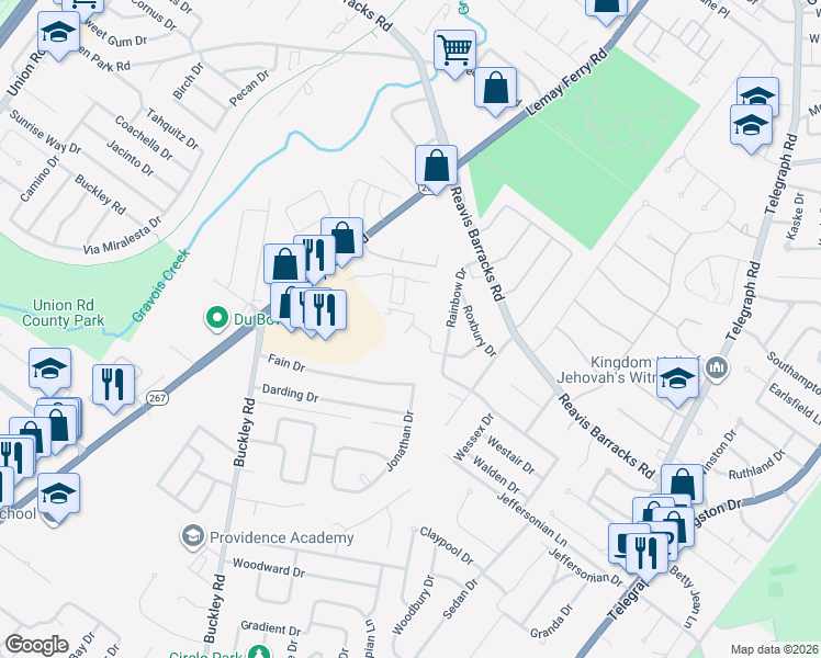 map of restaurants, bars, coffee shops, grocery stores, and more near 1114 Calley Drive in St. Louis