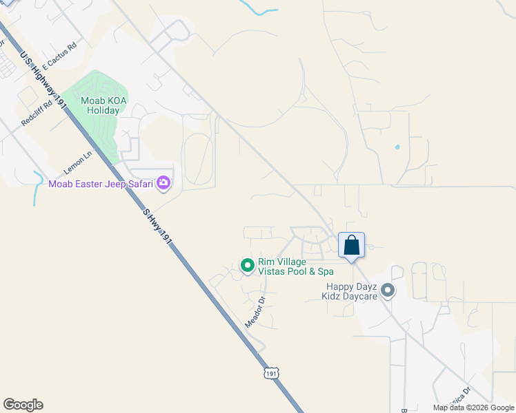 map of restaurants, bars, coffee shops, grocery stores, and more near 3680 Judy Way in Moab