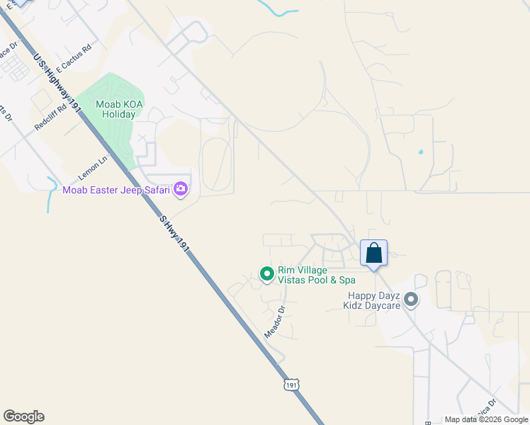 map of restaurants, bars, coffee shops, grocery stores, and more near 3682 Johnston Place Ave in Moab