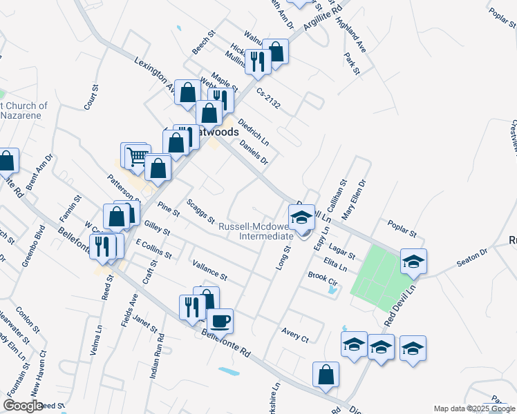 map of restaurants, bars, coffee shops, grocery stores, and more near 946-998 Maryland Ct in Flatwoods