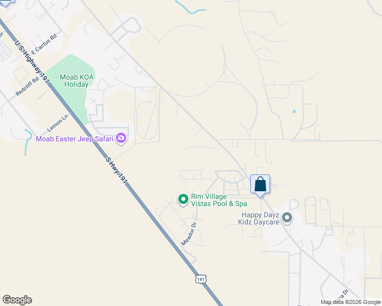 map of restaurants, bars, coffee shops, grocery stores, and more near 3668 Judy Way in Moab