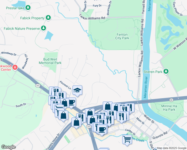 map of restaurants, bars, coffee shops, grocery stores, and more near 425 Autumn Parc Court in Fenton
