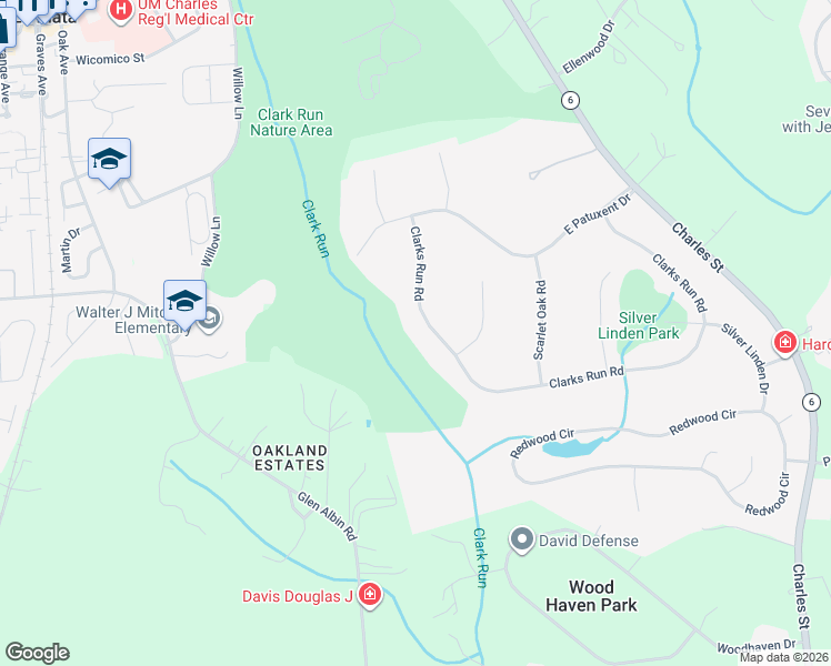 map of restaurants, bars, coffee shops, grocery stores, and more near 517 Clarks Run Road in La Plata