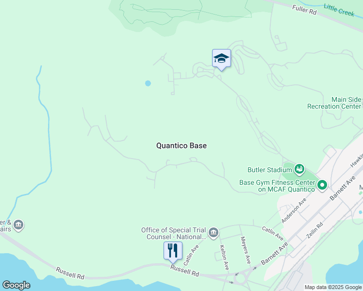 map of restaurants, bars, coffee shops, grocery stores, and more near in Quantico Base