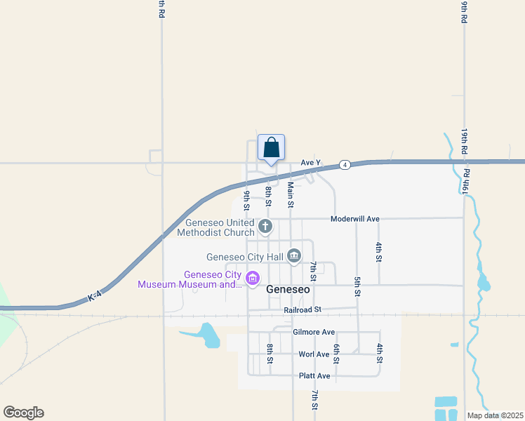 map of restaurants, bars, coffee shops, grocery stores, and more near 301-399 8th Street in Geneseo