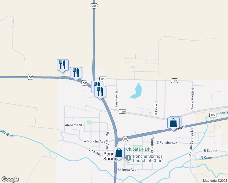 map of restaurants, bars, coffee shops, grocery stores, and more near 203 Summitview Lane in Poncha Springs
