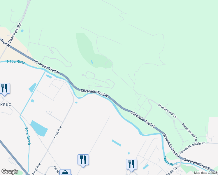 map of restaurants, bars, coffee shops, grocery stores, and more near Madrone Knoll Way & Knoll Pl in Saint Helena