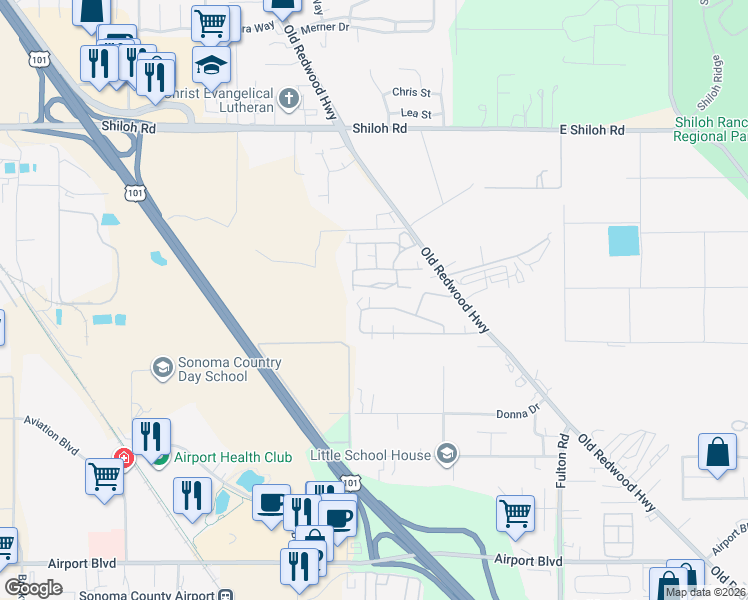 map of restaurants, bars, coffee shops, grocery stores, and more near 480 Colonial Park Drive in Santa Rosa