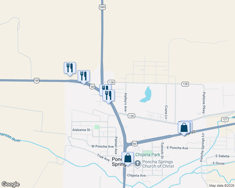 map of restaurants, bars, coffee shops, grocery stores, and more near 203 Summitview Lane in Poncha Springs