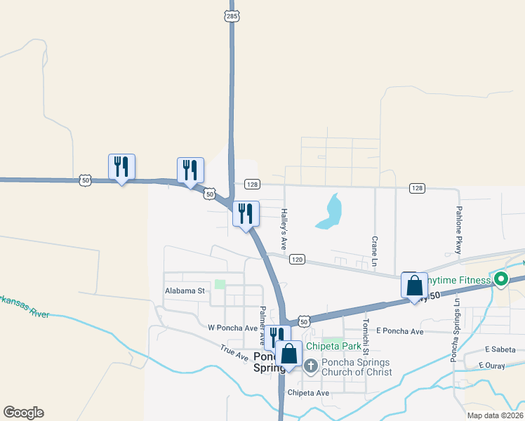 map of restaurants, bars, coffee shops, grocery stores, and more near 225 Summitview Lane in Poncha Springs