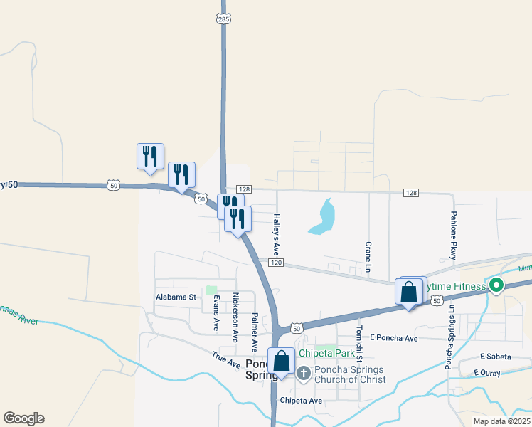 map of restaurants, bars, coffee shops, grocery stores, and more near 203 Summitview Lane in Poncha Springs