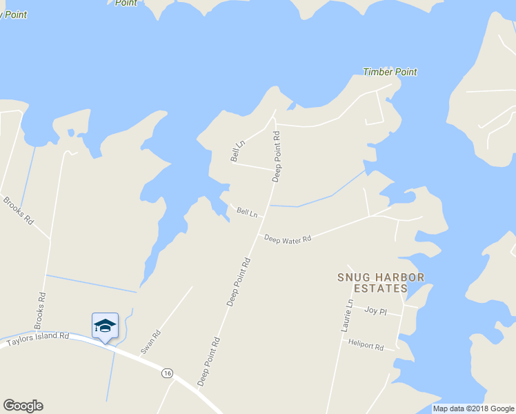 map of restaurants, bars, coffee shops, grocery stores, and more near 5010 Deep Point Road in Woolford