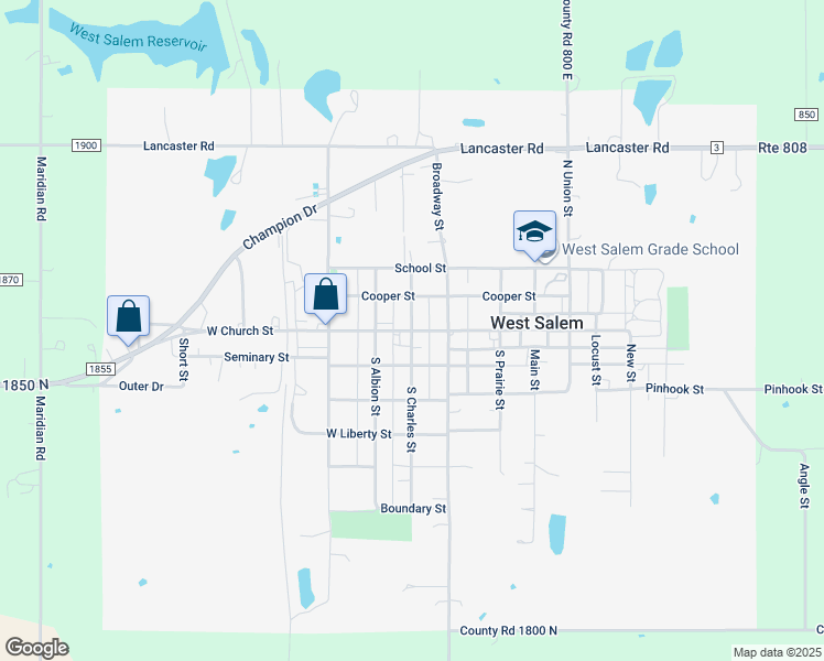 map of restaurants, bars, coffee shops, grocery stores, and more near 100 South Charles Street in West Salem
