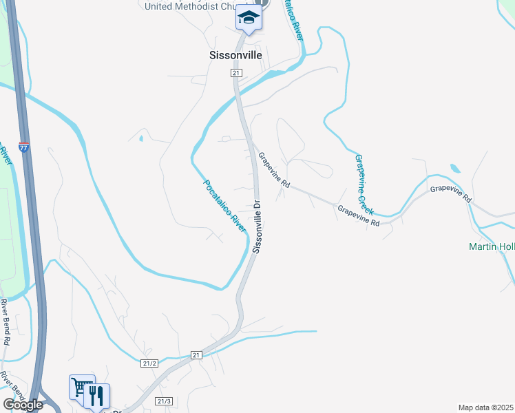map of restaurants, bars, coffee shops, grocery stores, and more near 8087 Sissonville Drive in Sissonville
