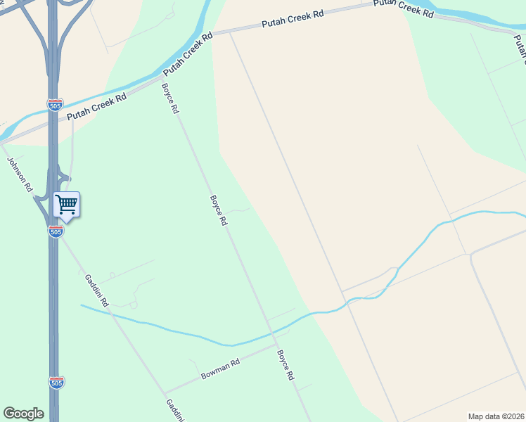 map of restaurants, bars, coffee shops, grocery stores, and more near 9192 Boyce Road in Winters