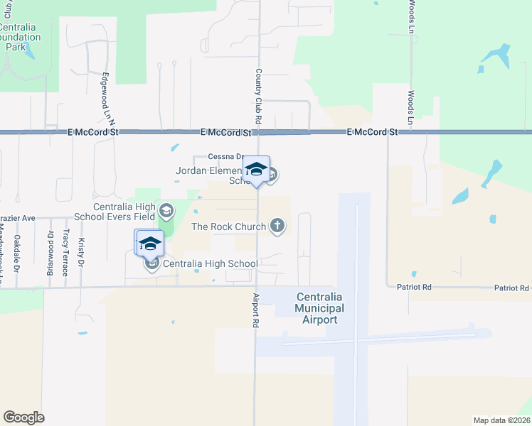 map of restaurants, bars, coffee shops, grocery stores, and more near 503 Airport Road in Centralia
