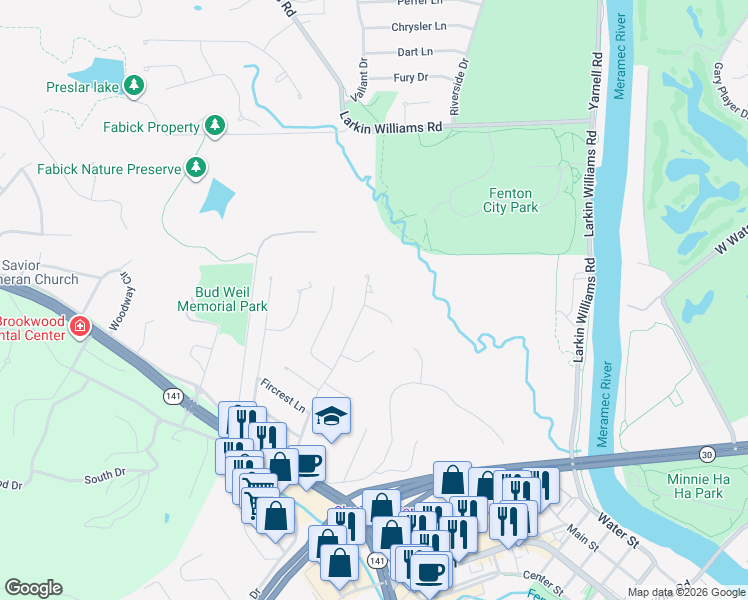 map of restaurants, bars, coffee shops, grocery stores, and more near 87 Forest Knoll Dr in Fenton