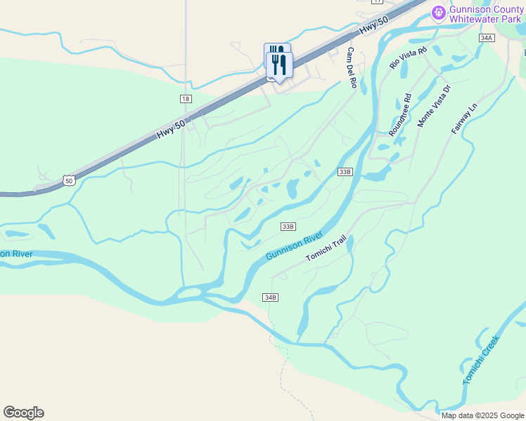 map of restaurants, bars, coffee shops, grocery stores, and more near 736 Camino Del Rio in Gunnison