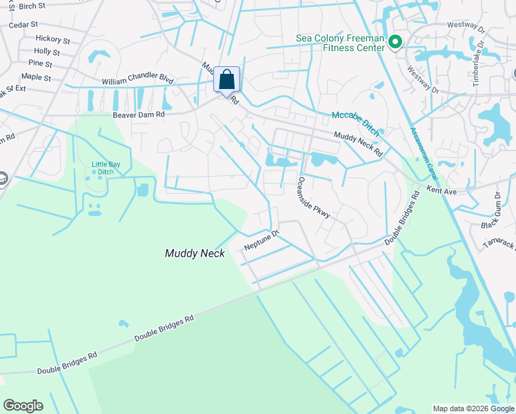 map of restaurants, bars, coffee shops, grocery stores, and more near 207 Clam Pot Lane in Frankford