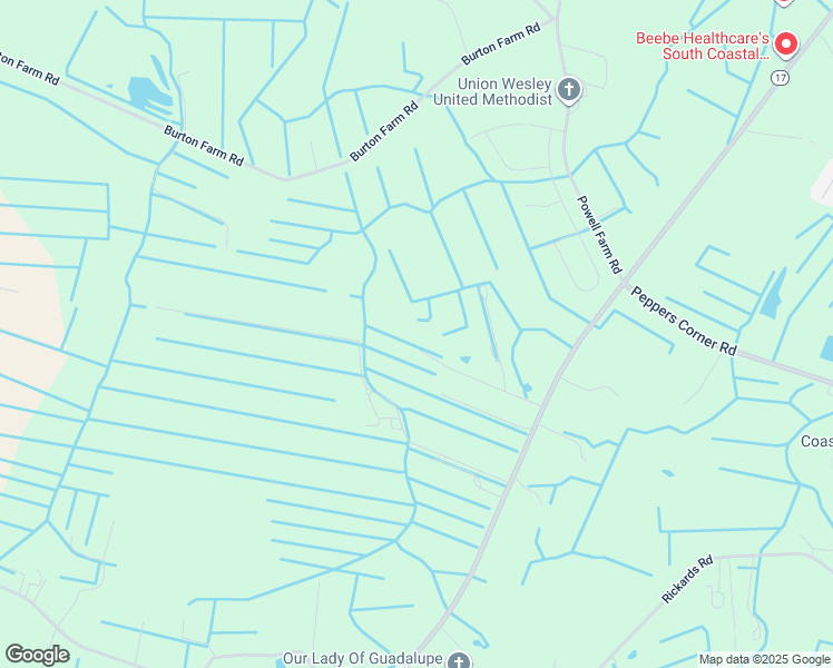 map of restaurants, bars, coffee shops, grocery stores, and more near 34404 Resort Lane in Frankford