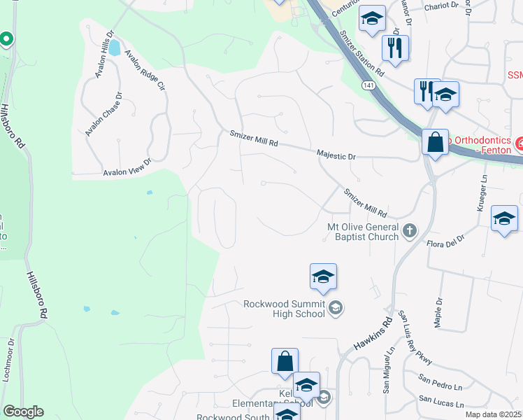 map of restaurants, bars, coffee shops, grocery stores, and more near 1812 Harbor Mill Drive in Fenton