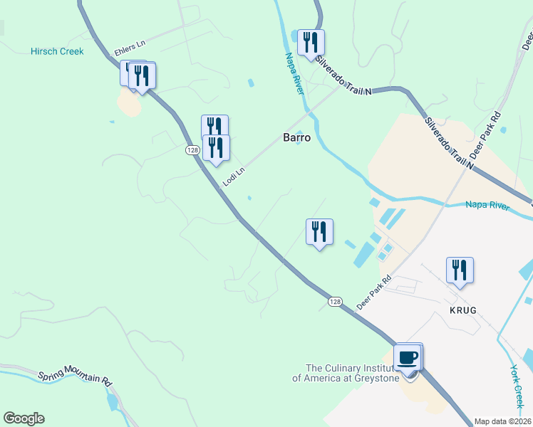 map of restaurants, bars, coffee shops, grocery stores, and more near 1181 York Avenue in Saint Helena