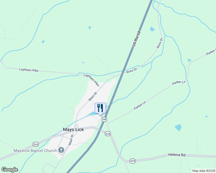 map of restaurants, bars, coffee shops, grocery stores, and more near 5008 Main Street in Mayslick