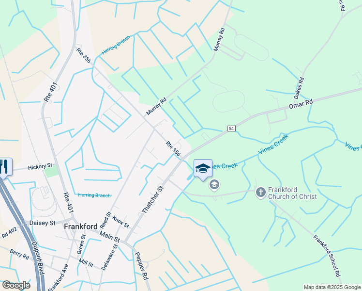 map of restaurants, bars, coffee shops, grocery stores, and more near 30126 Wilson Lane in Sussex County