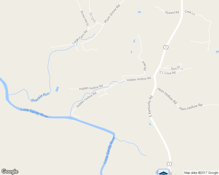 map of restaurants, bars, coffee shops, grocery stores, and more near Hidden Hollow Road in Greenup