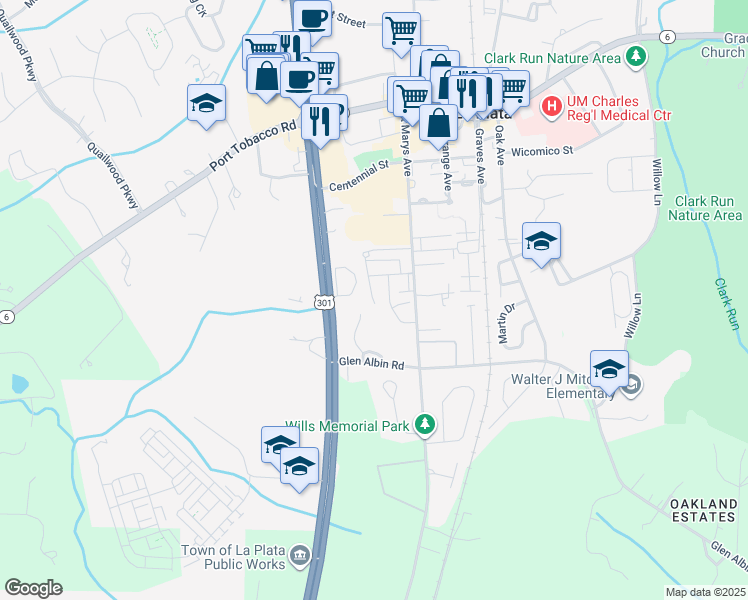 map of restaurants, bars, coffee shops, grocery stores, and more near 206 Hibiscus Court in La Plata