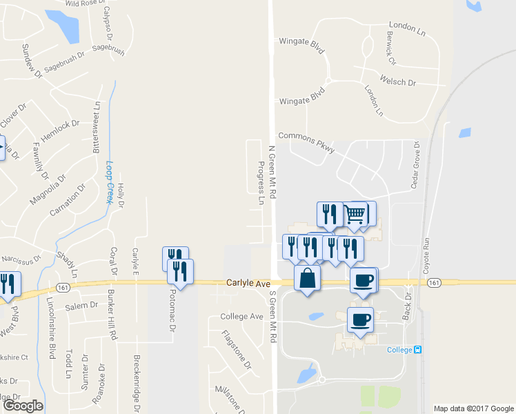 map of restaurants, bars, coffee shops, grocery stores, and more near 1627 Progress Lane in Belleville
