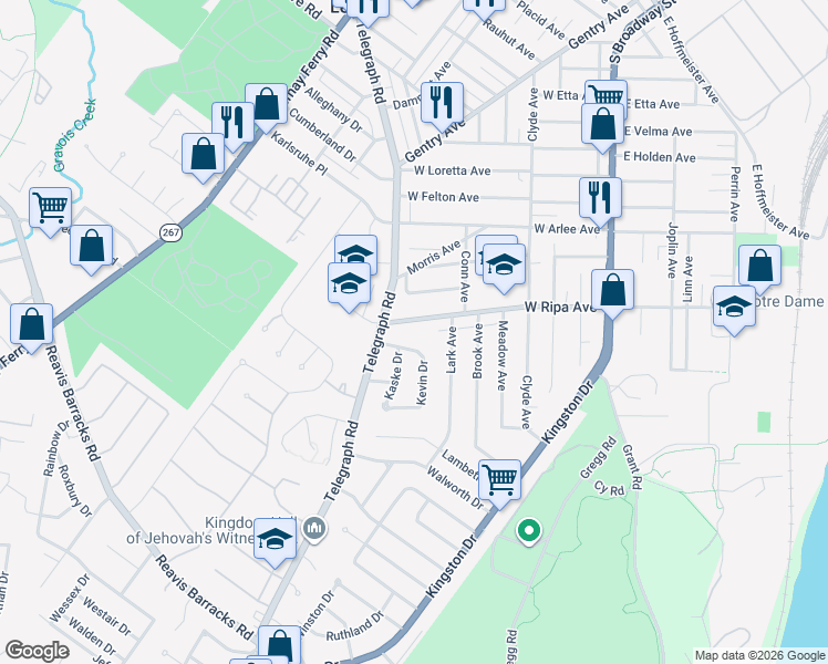 map of restaurants, bars, coffee shops, grocery stores, and more near 506 Chapel Drive in St. Louis