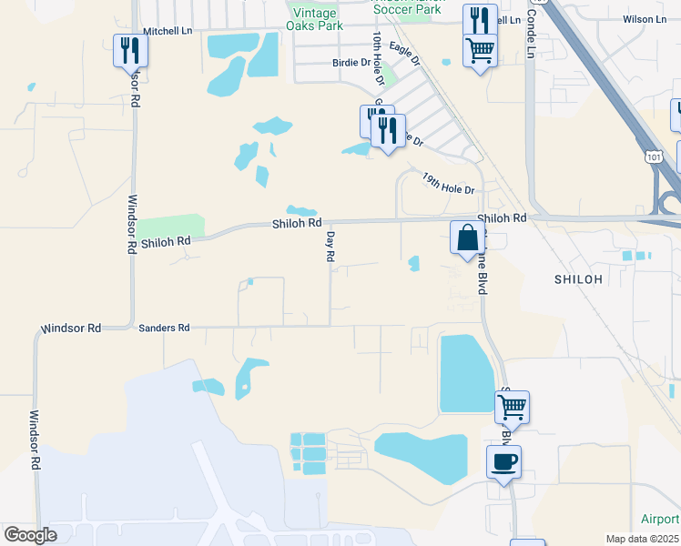 map of restaurants, bars, coffee shops, grocery stores, and more near 6880 Day Road in Windsor