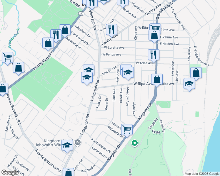 map of restaurants, bars, coffee shops, grocery stores, and more near 304 Carthage Avenue in St. Louis