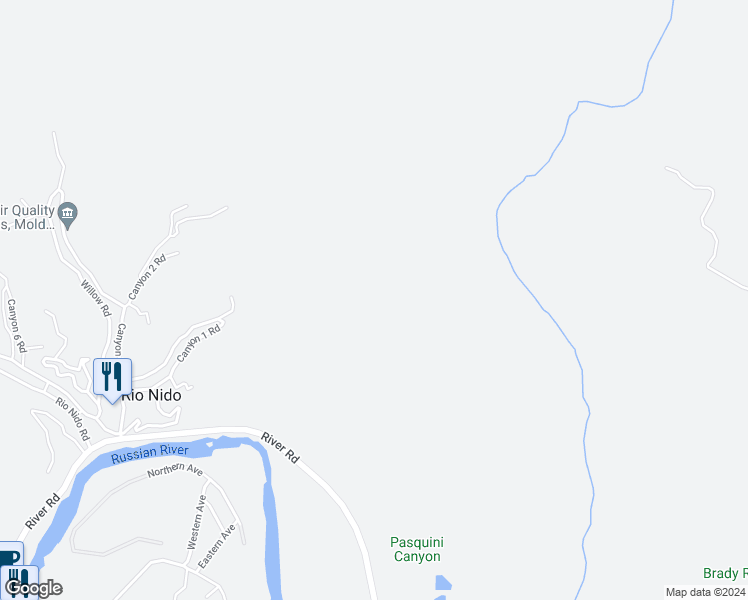 map of restaurants, bars, coffee shops, grocery stores, and more near 14666 Canyon 1 Road in Guerneville