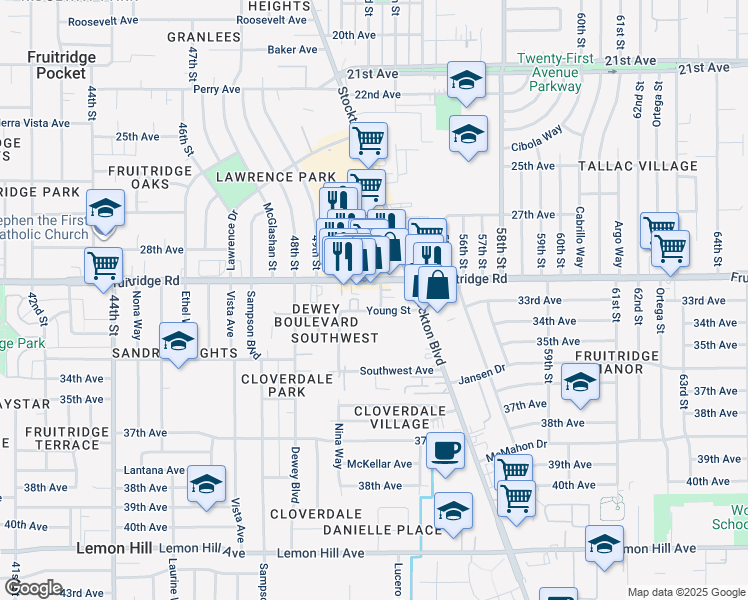 map of restaurants, bars, coffee shops, grocery stores, and more near in Sacramento
